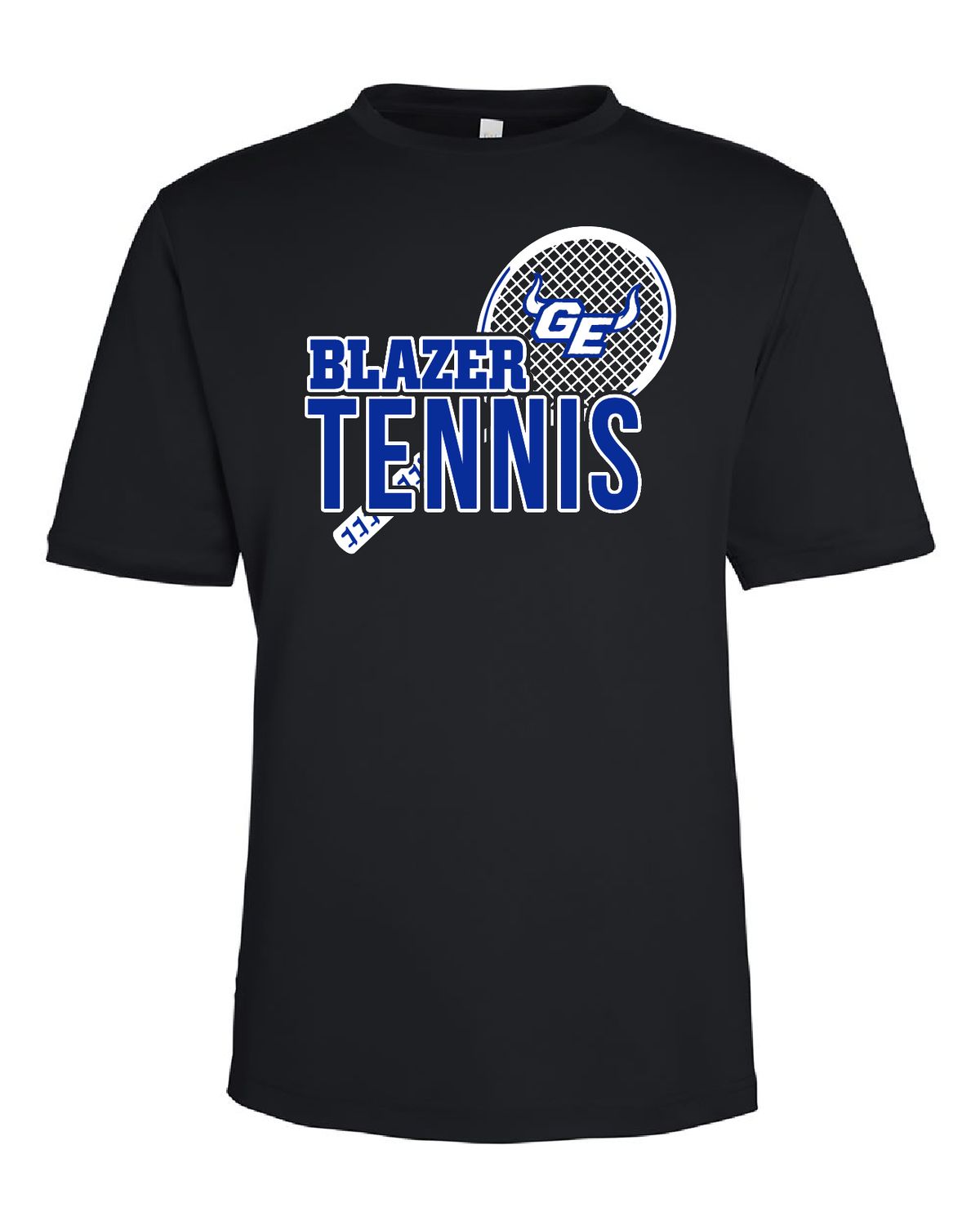 GEHS - Tennis Racket- CE10 Polyester T-Shirt, Color: Black, Size: YS