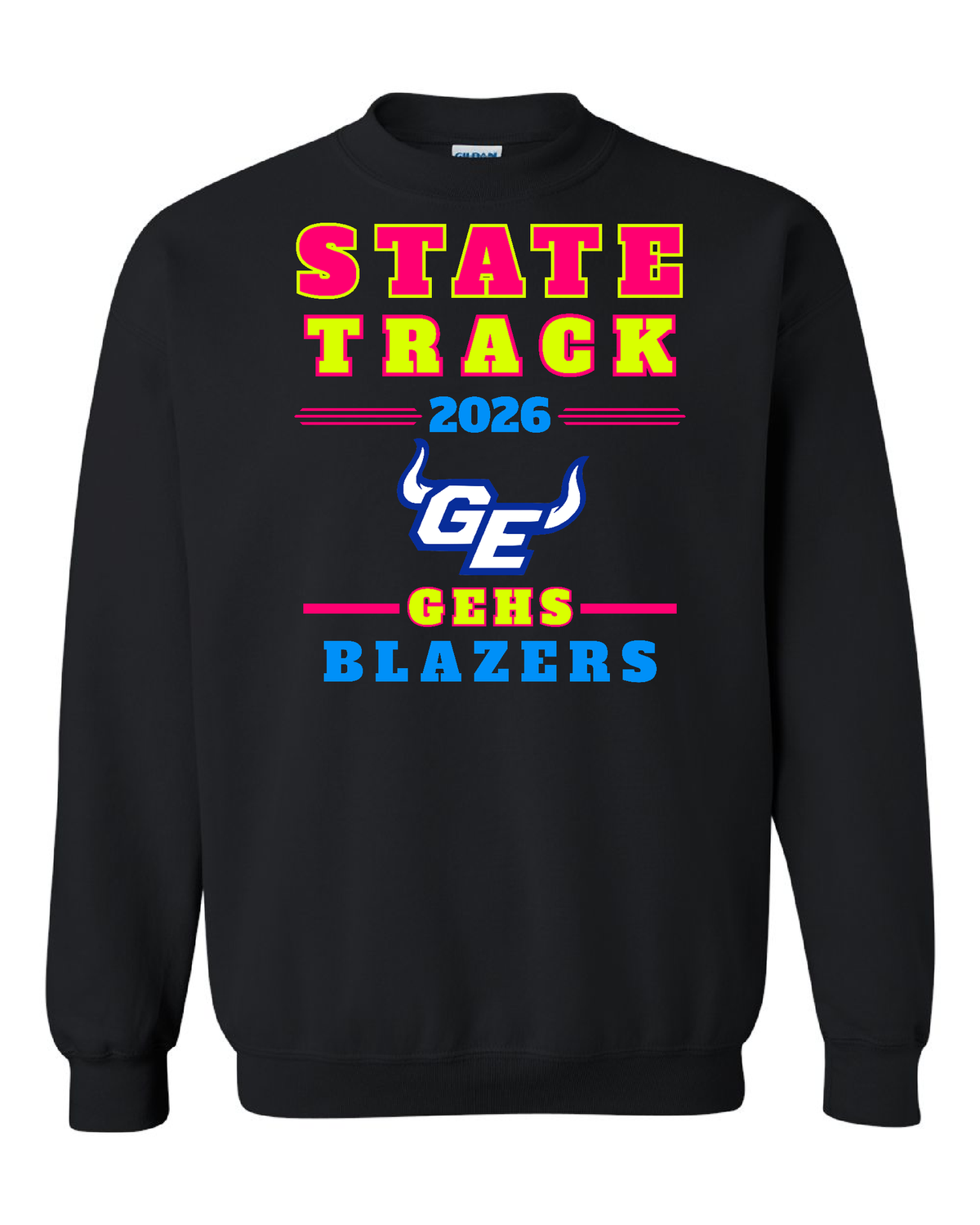 2026 State Track &amp; Field Gildan Heavy Blend Sweatshirt, Color: Black, Size: YS
