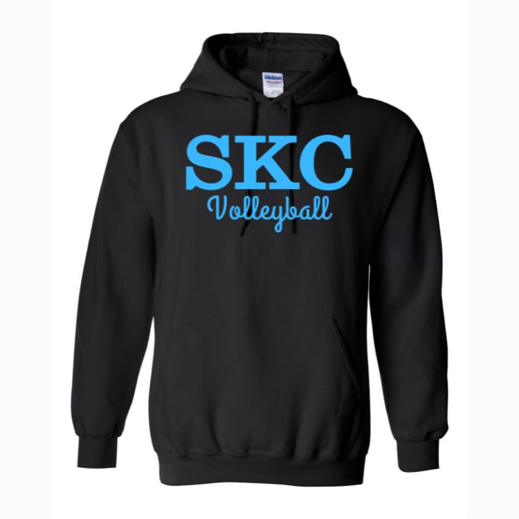 SKC Volleyball - Gildan Hoodie - Solid Black, Color: Black W Blue, Size: Small