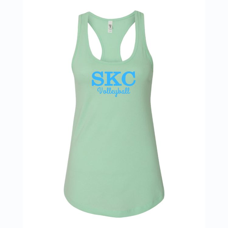 SKC Volleyball - Next Level Racerback Tank - Mint, Color: Mint W Blue, Size: Extra Small