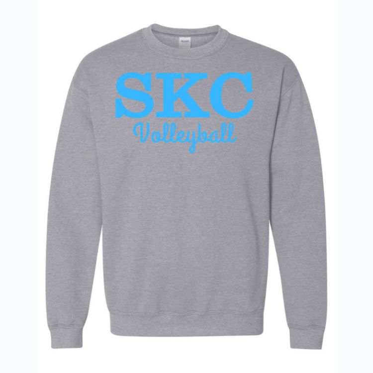 SKC Volleyball - Heavy Blend Crewneck Sweatshirt - Sport Grey, Color: Sport Grey W Blue, Size: Youth Large