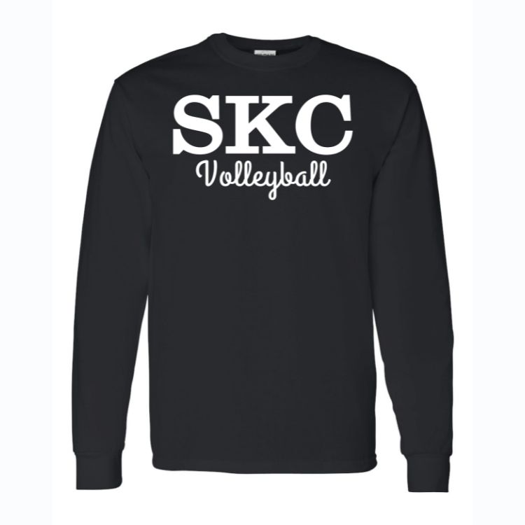 SKC Volleyball - Gildan Heavy Cotton  Long Sleeve T-Shirt - Black, Color: Black W White, Size: Youth Large