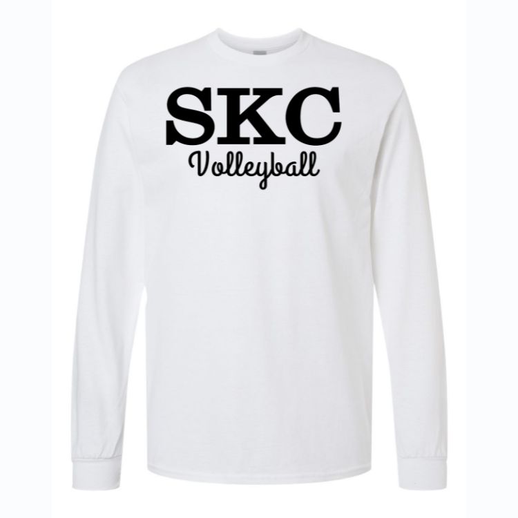 SKC Volleyball - Gildan Heavy Cotton  Long Sleeve T-Shirt - White, Color: White W Black, Size: Youth Large