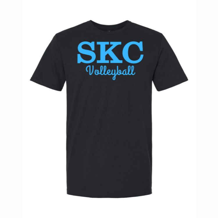SKC Volleyball - Gildan Softstyle T-Shirt - Black, Color: Black W Blue, Size: Youth Large