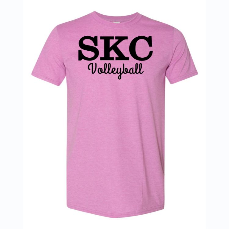 SKC Volleyball - Gildan Softstyle T-Shirt - Heather Pink, Color: Heather Pink W Black, Size: Youth Large