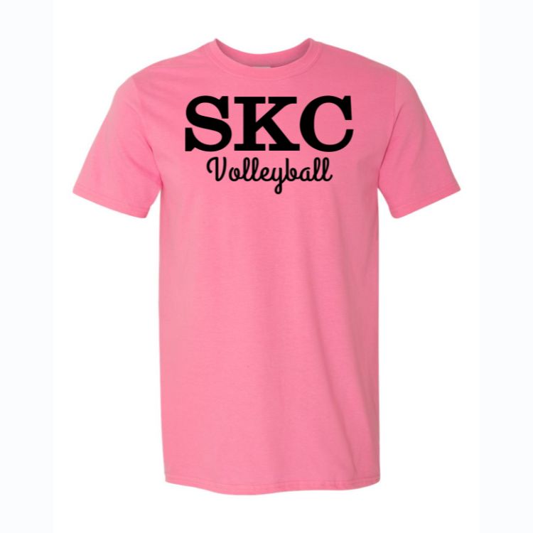 SKC Volleyball - Gildan Softstyle T-Shirt - Pink, Color: Pink W Black, Size: Youth Large