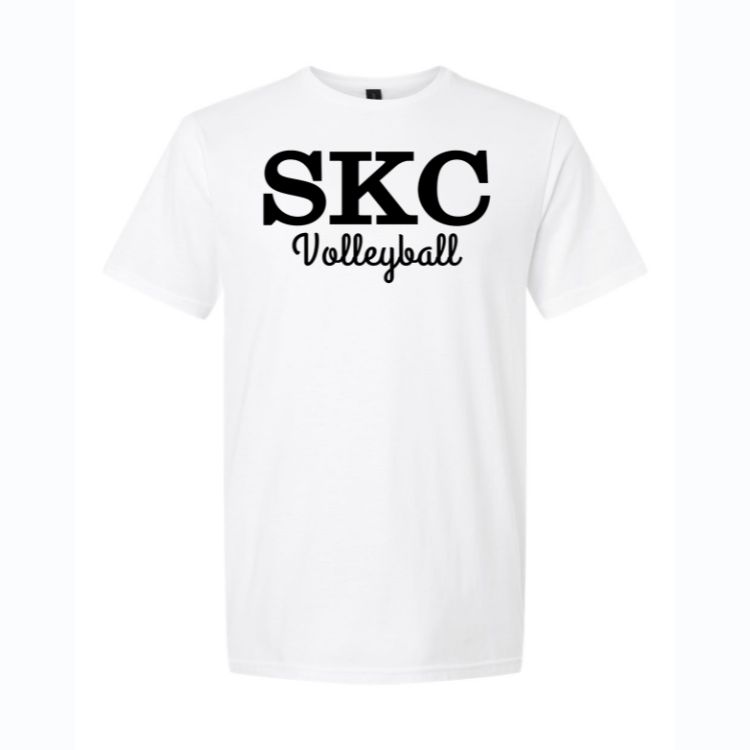 SKC Volleyball - Gildan Softstyle T-Shirt - White, Color: White W Black, Size: Youth Large