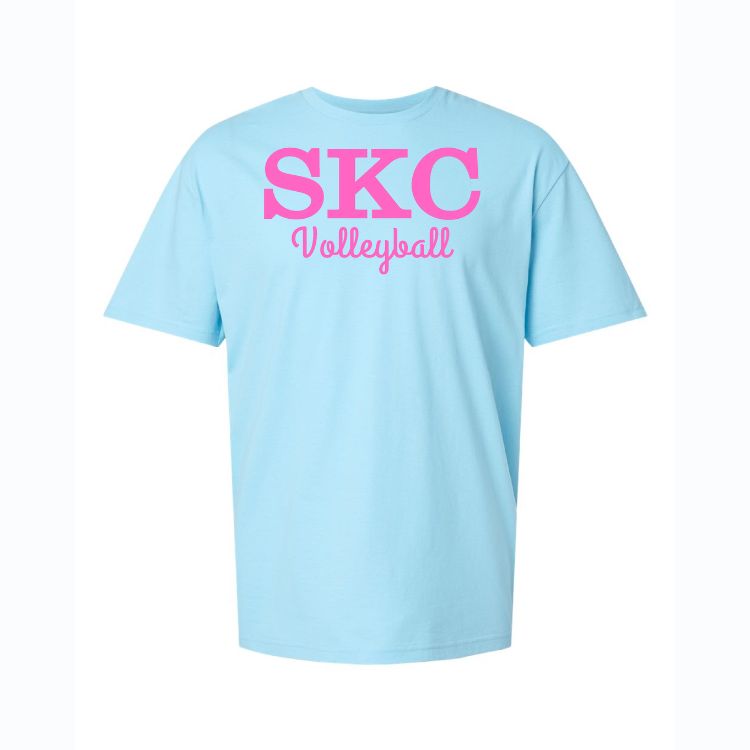 SKC Volleyball - Gildan Softstyle T-Shirt - Sky Blue, Color: Sky W Pink, Size: Youth Large