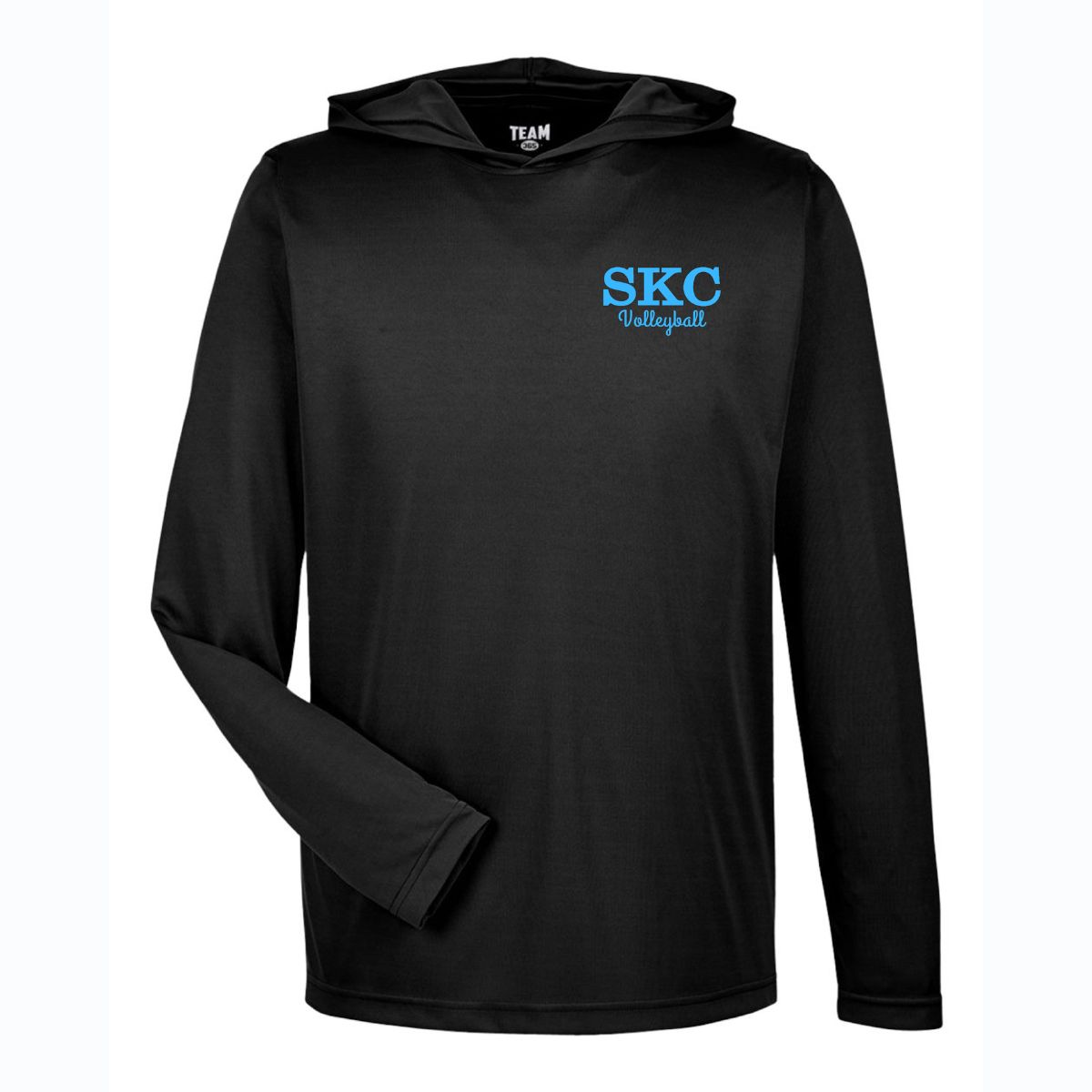 SKC Volleyball - Team 365 Polyester Hoodie - Black, Color: Black W Blue, Size: Small
