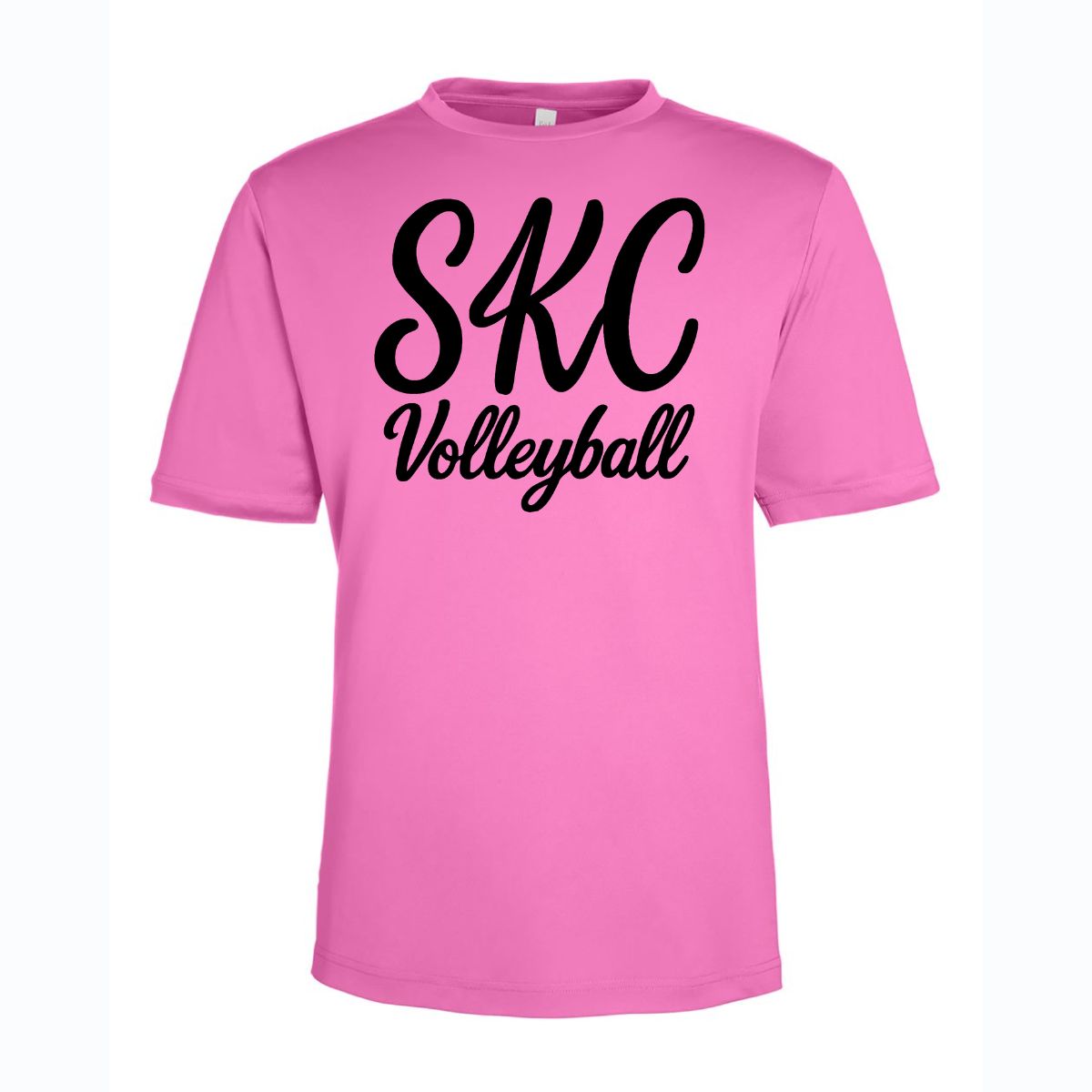 SKC Volleyball - Team 365 Polyester Cursive T-Shirt - Pink, Color: Pink W Black, Size: Youth Large