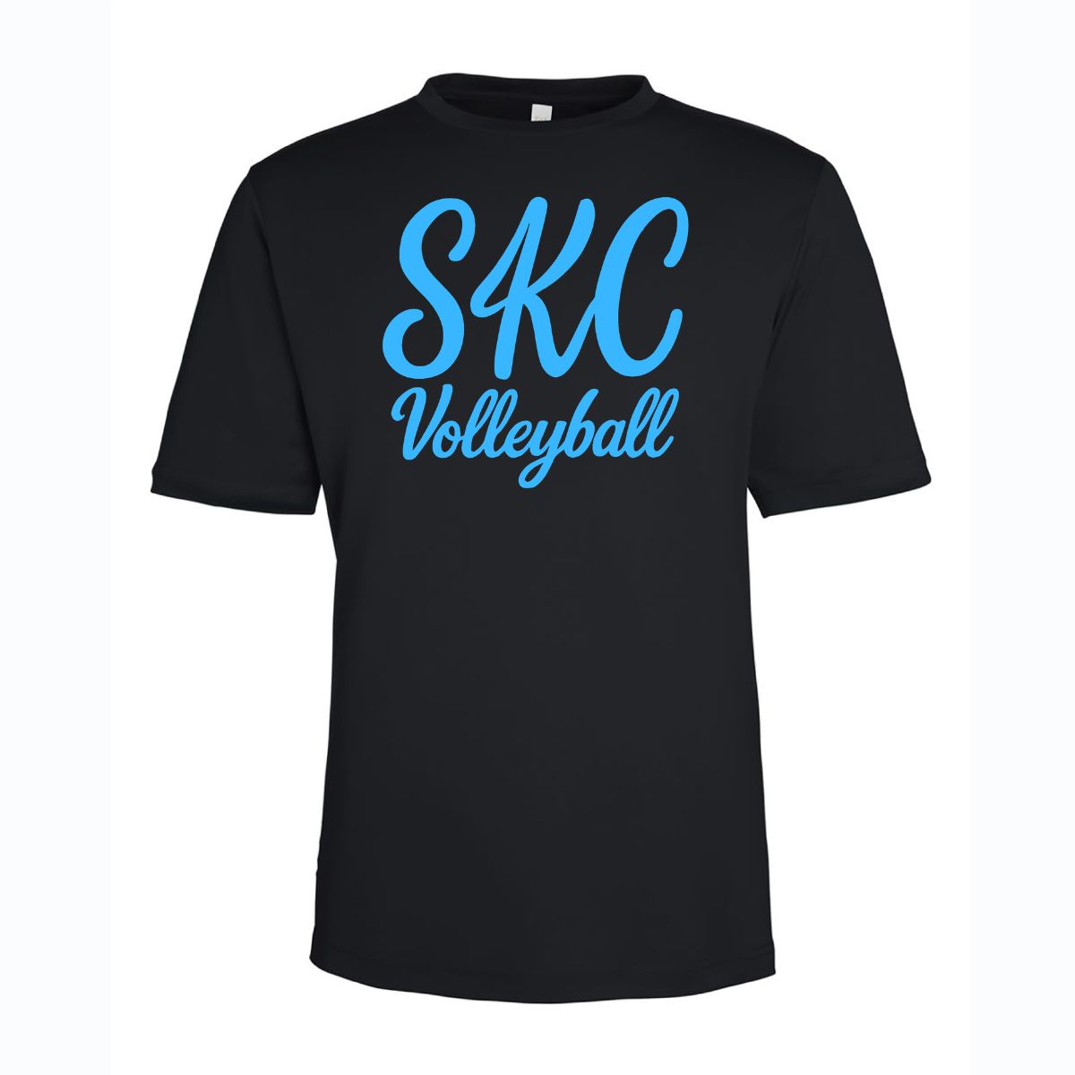 SKC Volleyball - Team 365 Polyester Cursive T-Shirt - Black, Color: Black W Blue, Size: Youth Large