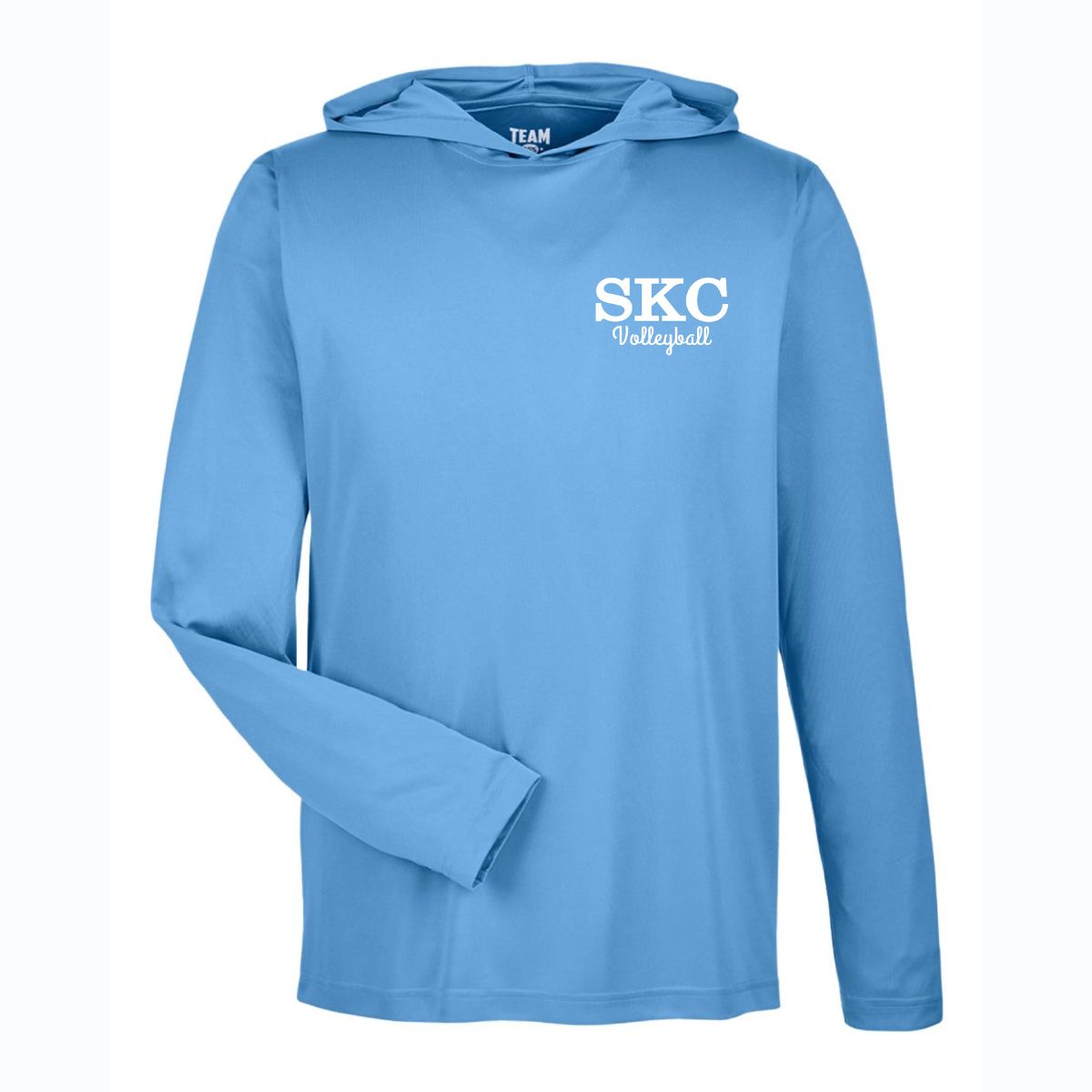 SKC Volleyball - Team 365 Polyester Hoodie - Light Blue, Color: Blue W White, Size: Small
