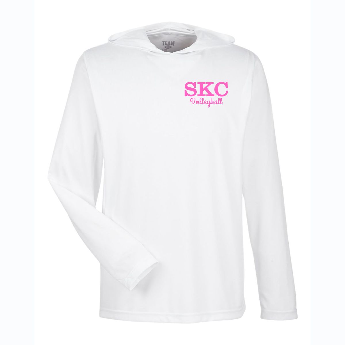 SKC Volleyball - Team 365 Polyester Hoodie - White, Color: White W Pink, Size: Small
