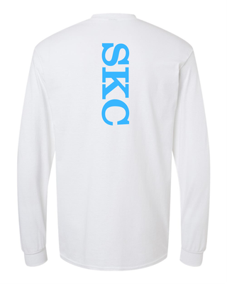 SK Volleyball - Gildan Heavy Cotton Long Sleeve T-Shirt-Vertical-White