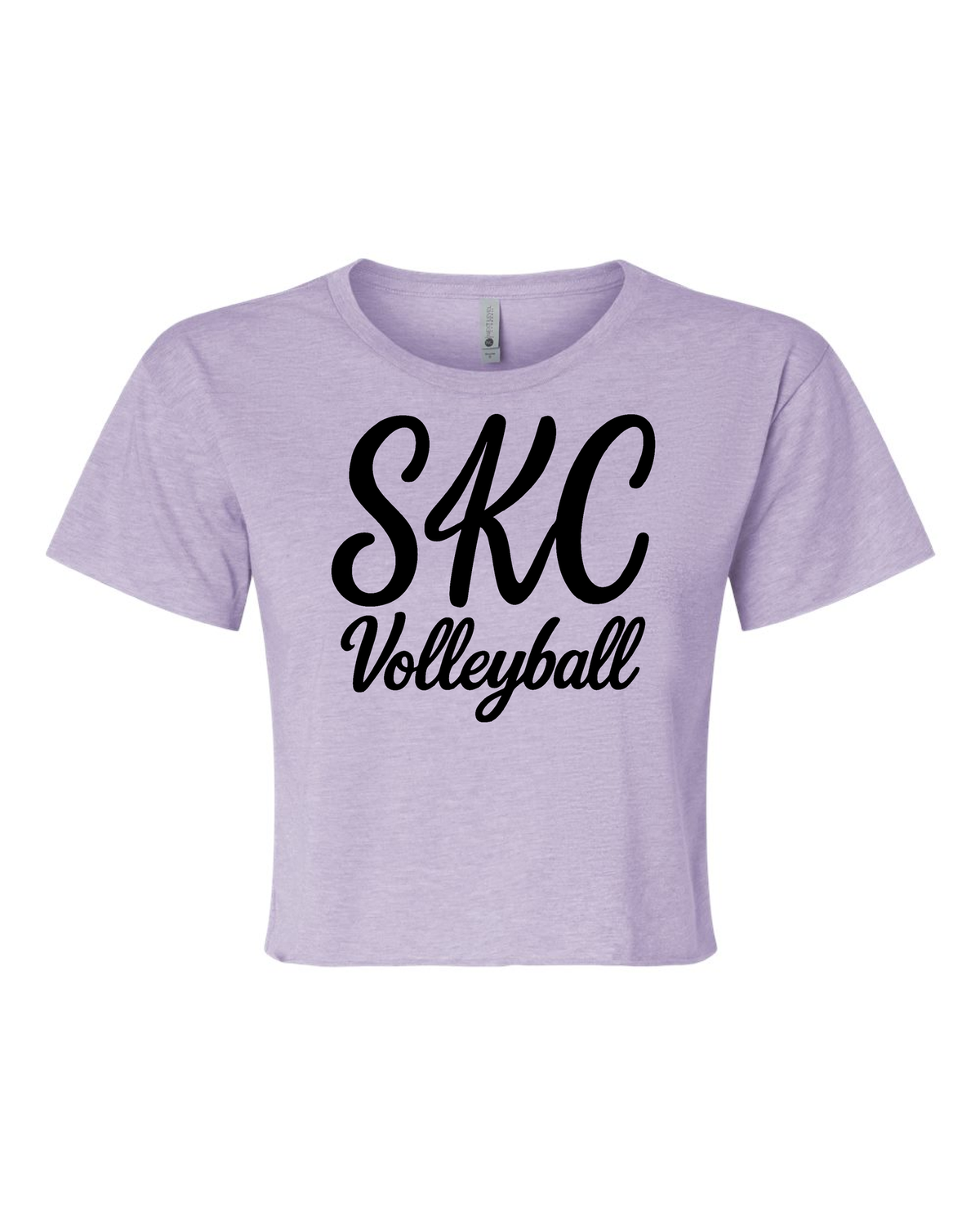 SKC - Volleyball -Next Level - Crop Top Tee -Lavender, Color: Lavender W Black, Size: Extra Small