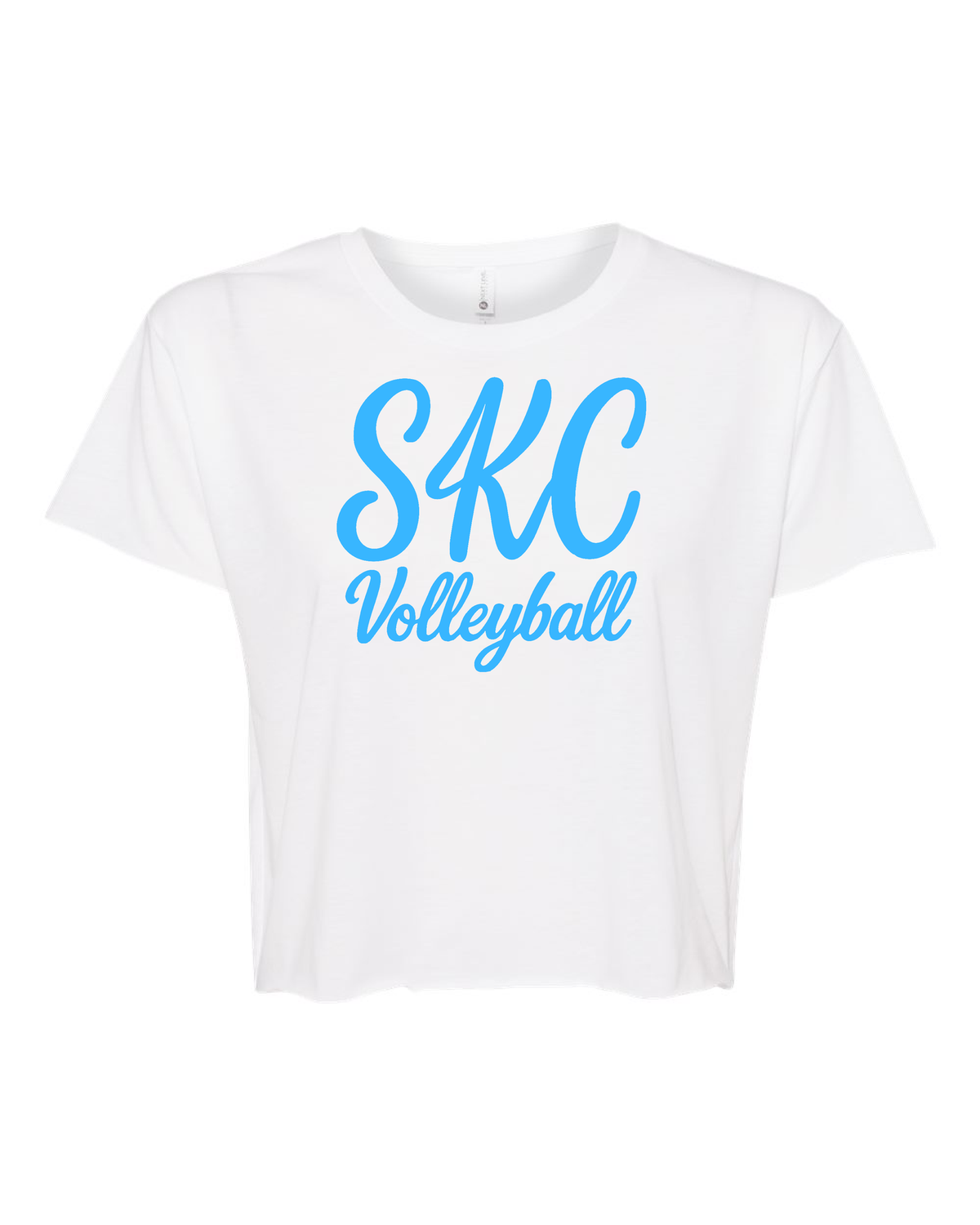 SKC-Volleyball-Next Level - Crop Top Tee - White, Color: White W Blue, Size: Extra Small