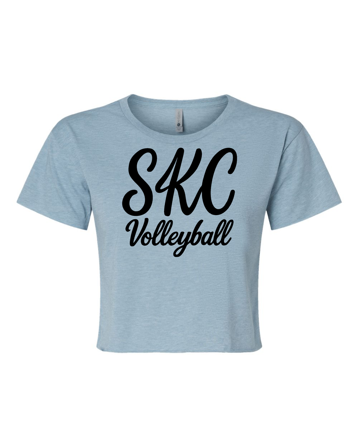 SKC-Volleyball - Next Level - Crop Top Tee -Stonewash Denim, Color: Denim W Black, Size: Extra Small
