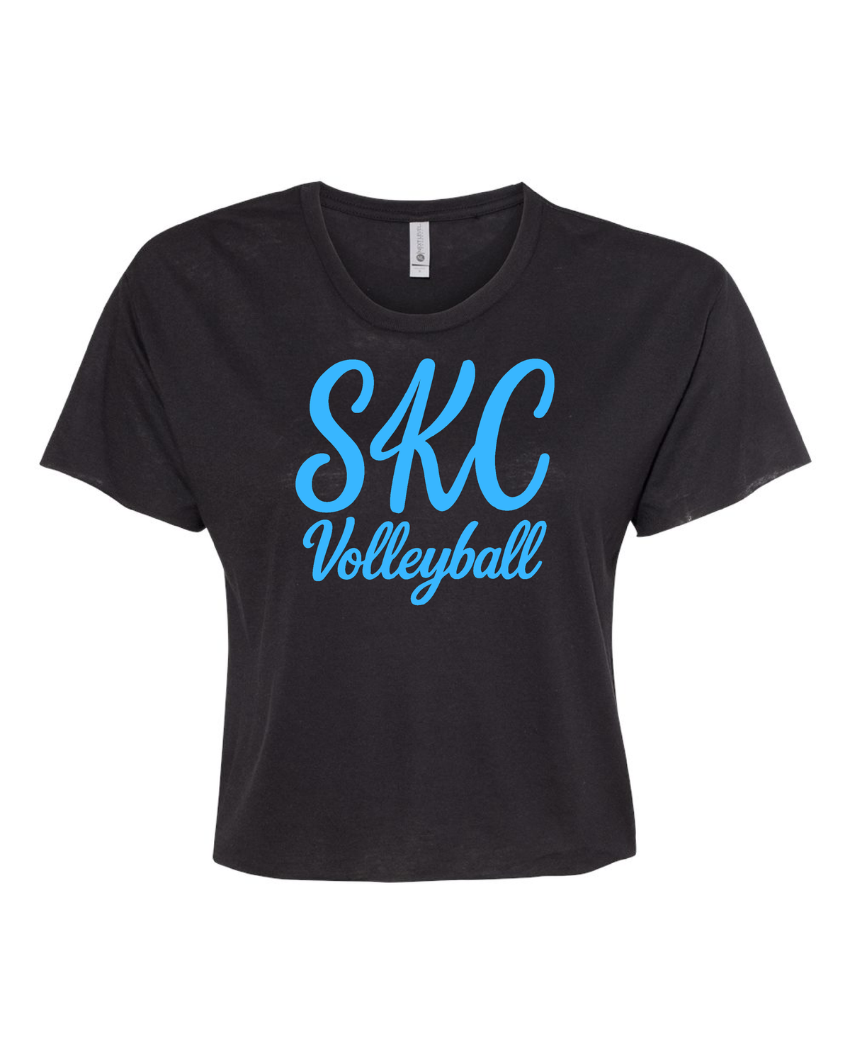 SKC-Volleyball - Next Level -Crop Top Tee - Black, Color: Black W Blue, Size: Extra Small