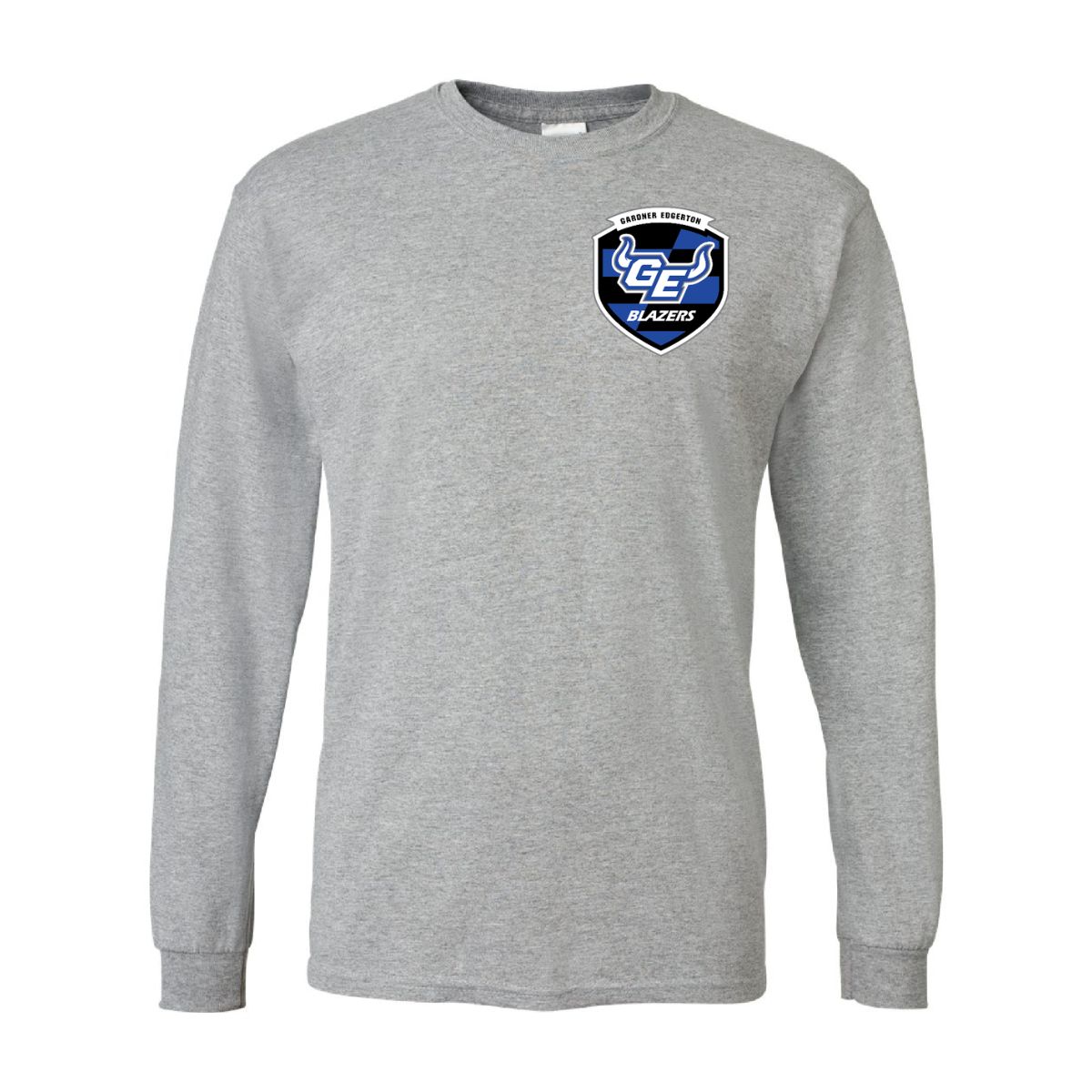 2026 GEHS Soccer Long Sleeve Crest Pocket - Gildan Softstyle, Color: Sport Gray, Size: YS