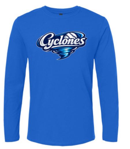 2026 - Cyclones Gildan Softstyle Long Sleeve  T-Shirt, Color: Royal, Size: Youth Small