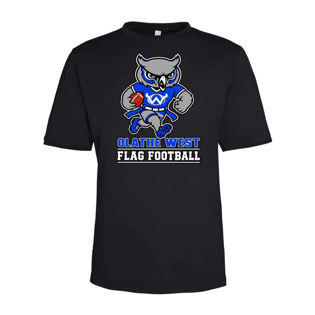 2026 - Olathe West Flag Fooball - Polyester T-Shirt, Color: Black, Size: Youth Small