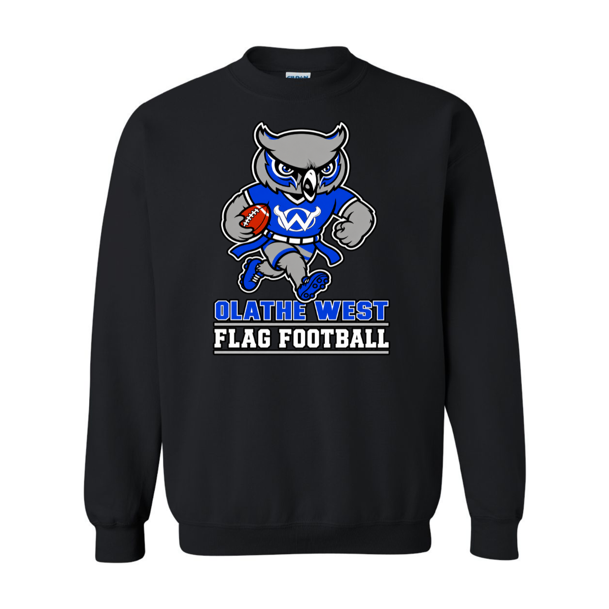 2026 - Olathe West Flag Football - Gildan Softstyle Sweatshirt, Color: Black, Size: YS