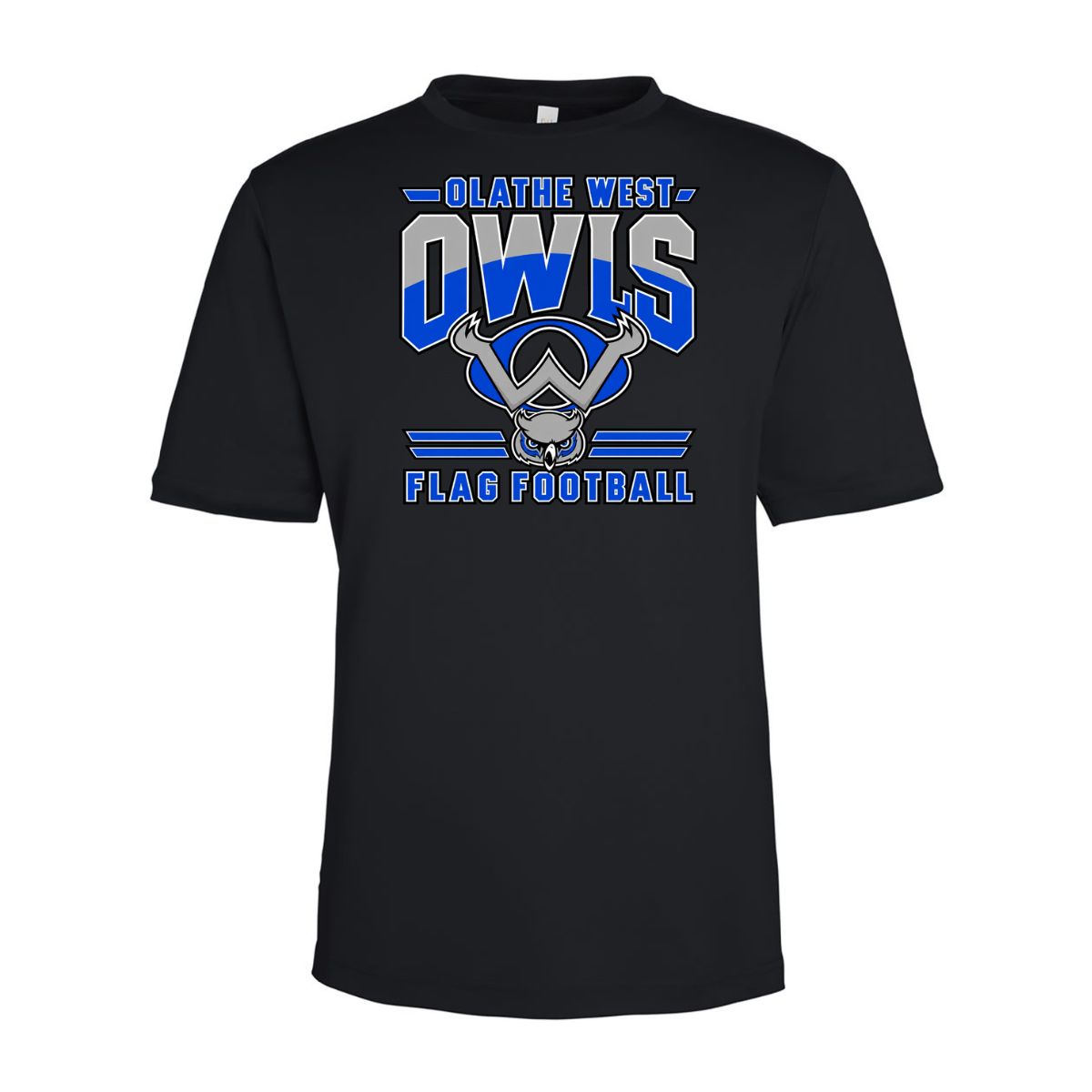 2026 - Olathe West Flag Football Logo - Polyester T-Shirt, Color: Black, Size: Youth Small