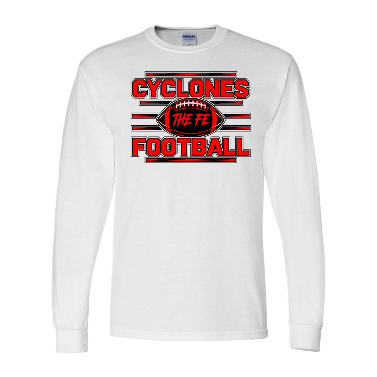 2026 Santa Fe Trail Football - Gildan Softstyle Long Sleeve T-Shirt, Color: White, Size: YS