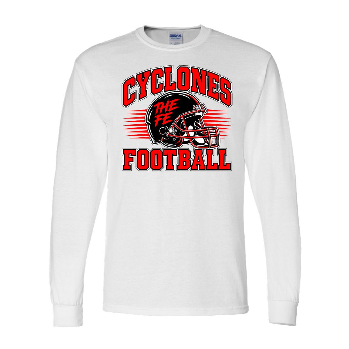 2026 Santa Fe Trail Football Helmet - Gildan Softstyle Long Sleeve T-Shirt, Color: White, Size: YS