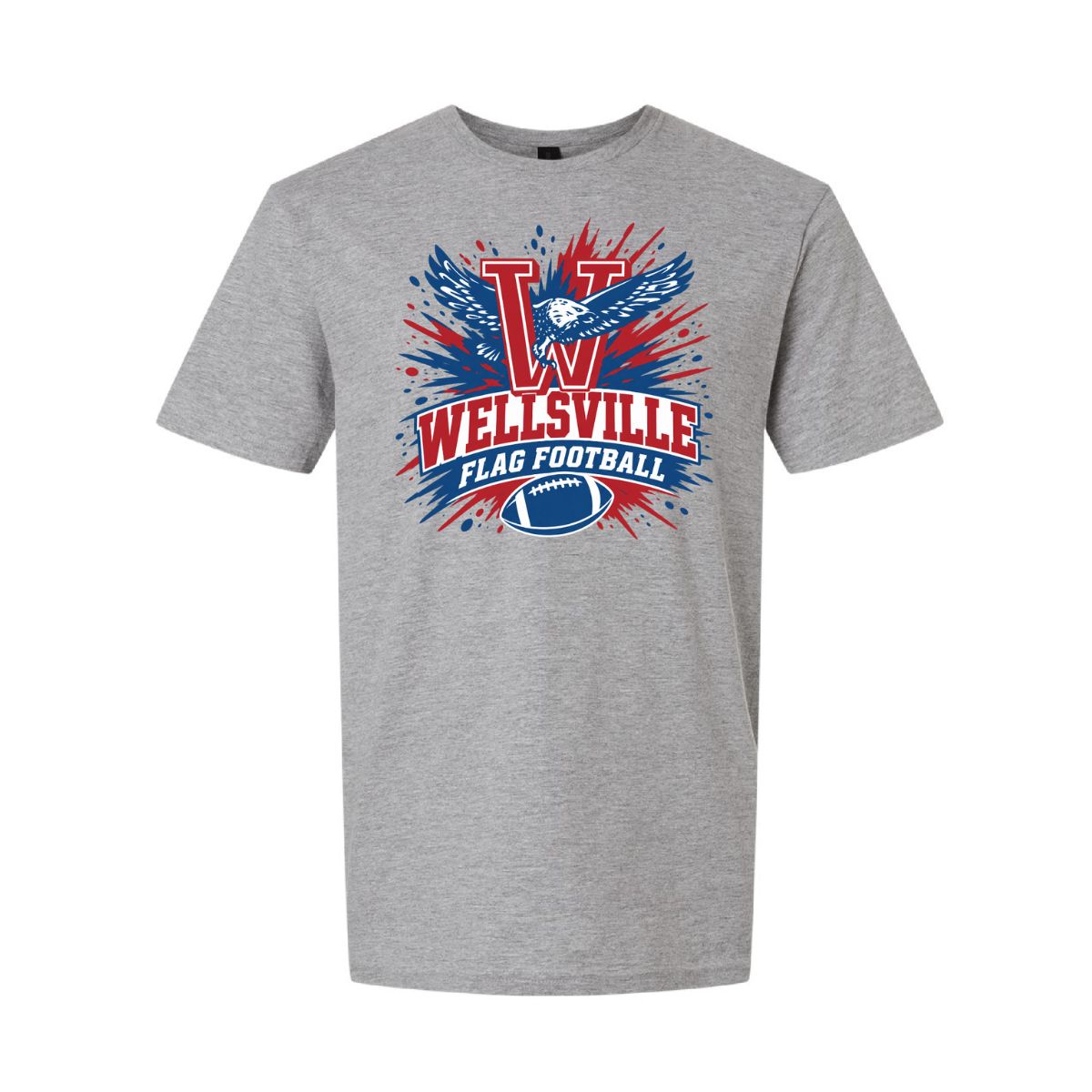 2026- Wellsville Flag Footbal -Gildan Sofstyle Cotton Blend  T-Shirt, Color: Sport Grey, Size: YS