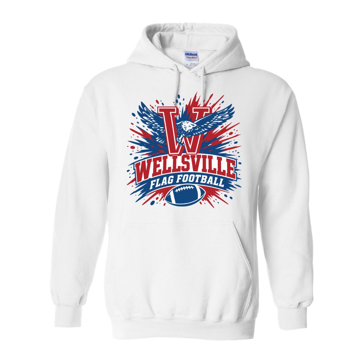 2026 - Wellsville Flag Football - Gildan Heavy Blend Hoodie, Color: White, Size: Youth Small