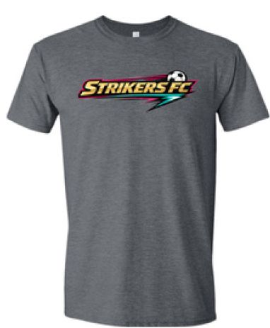 Strikers Soccer Team - Gildan Softstyle T-Shirt *Adult*, Color: Dark Heather Grey, Size: S