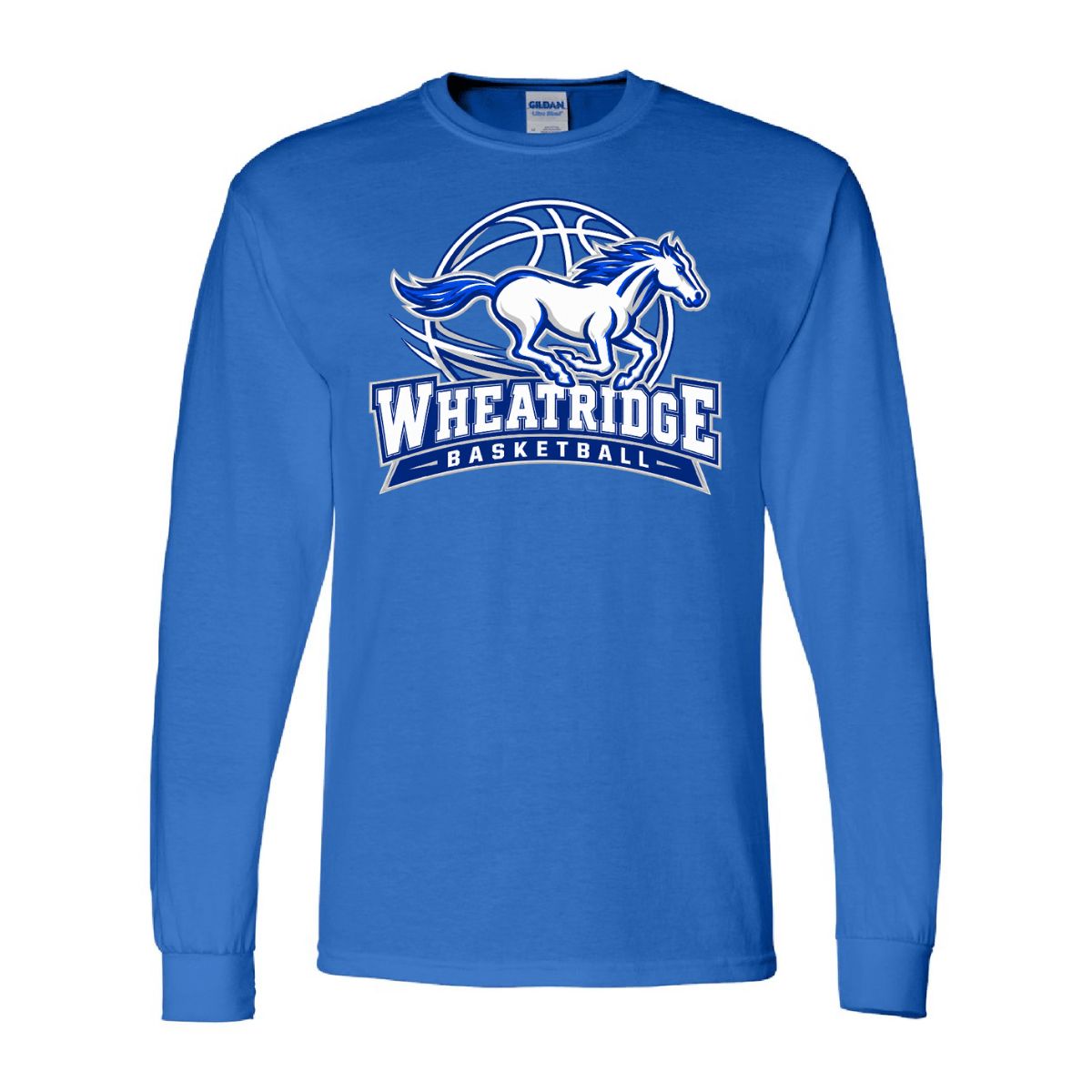 Wheatridge Basketball - Gildan Soft Style Long Sleeve Tee, Color: Royal, Size: Youth Small