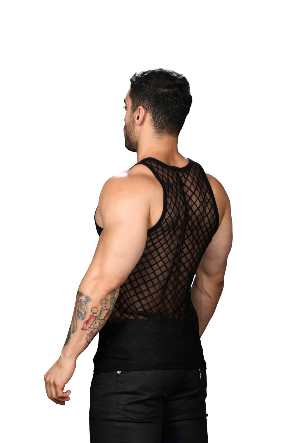 Lattice Lace Sheer Tank, Size: Small