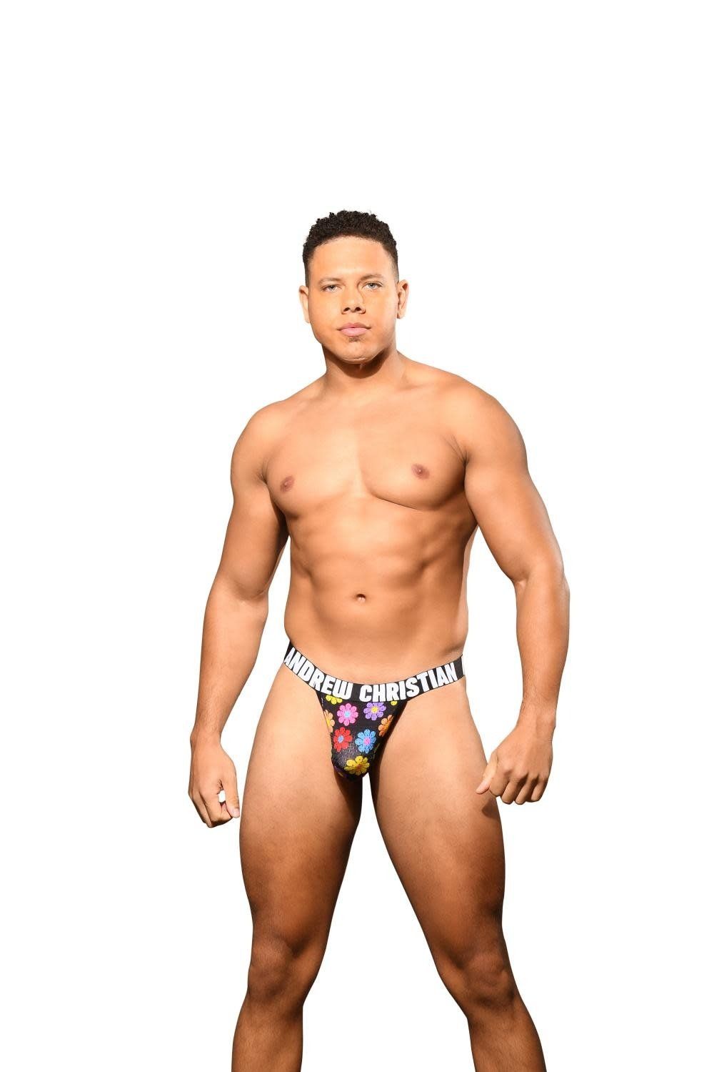 Flower Power Mesh Y-Back Thong w/ ALMOST NAKED®, Size: Small