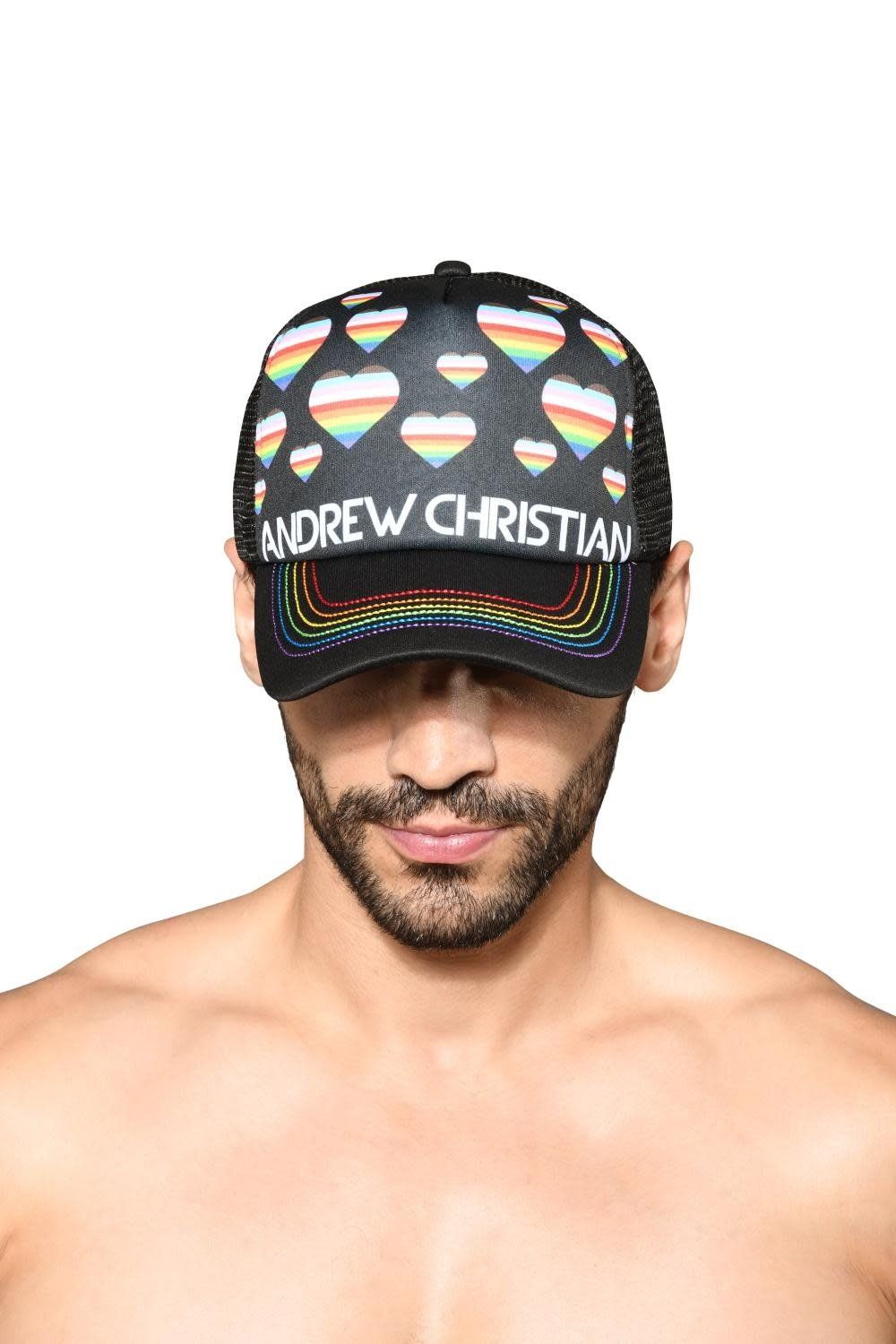 A/C Trucker Hat, Color: Progress Pride Hearts