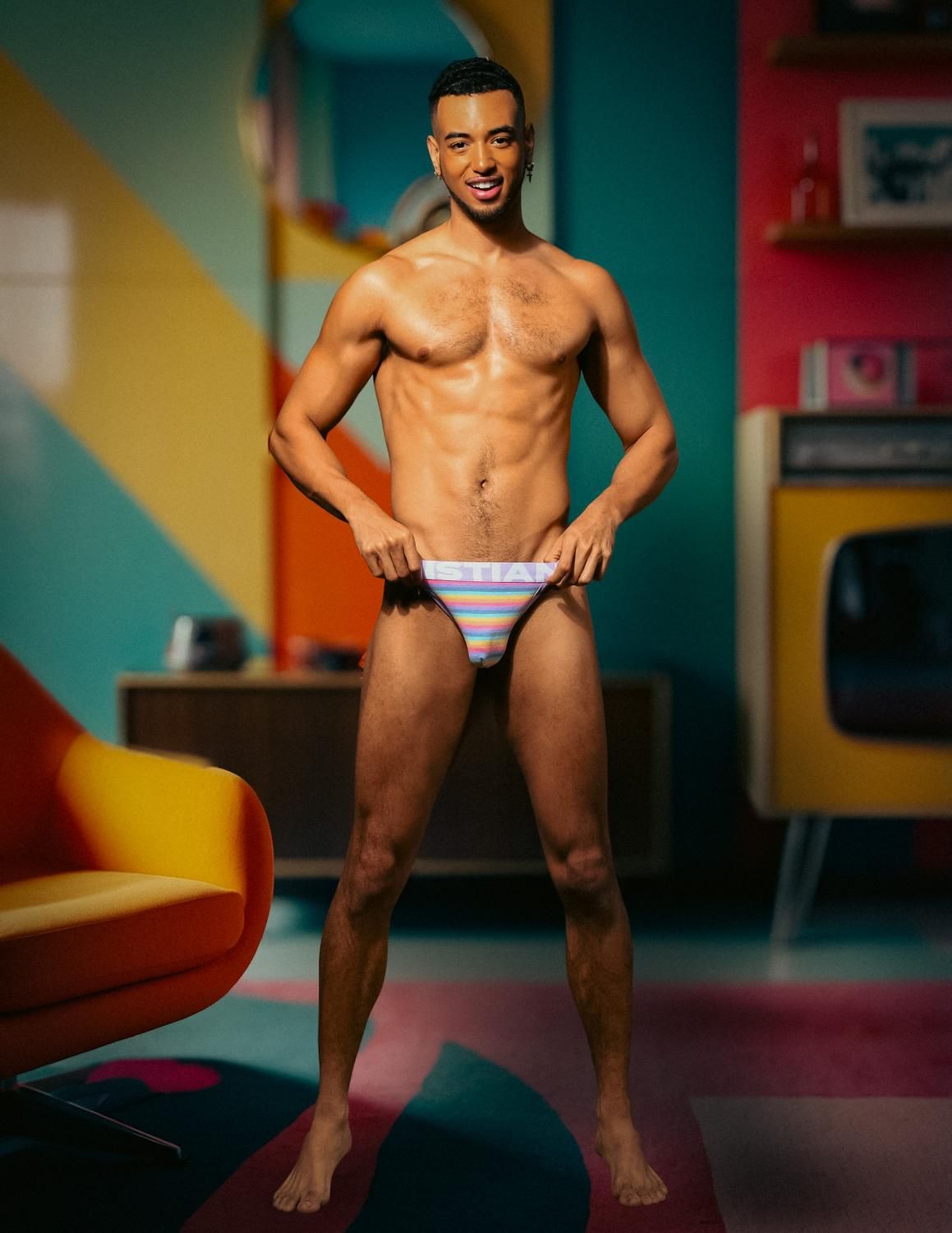 Unicorn Stripe Thong w/ ALMOST NAKED, Size: Small