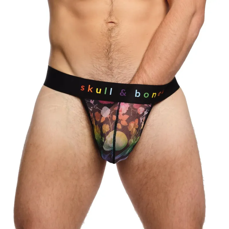 Rainbow Dutch Floral Mesh Thong