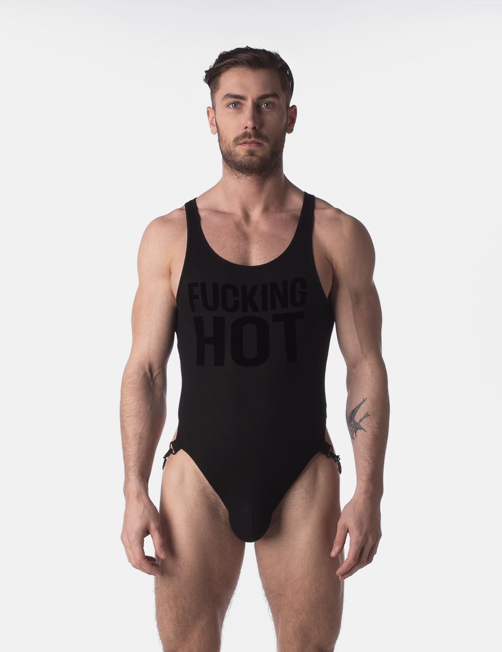F*cking Hot Rib Bodysuit, Color: Black, Size: Large