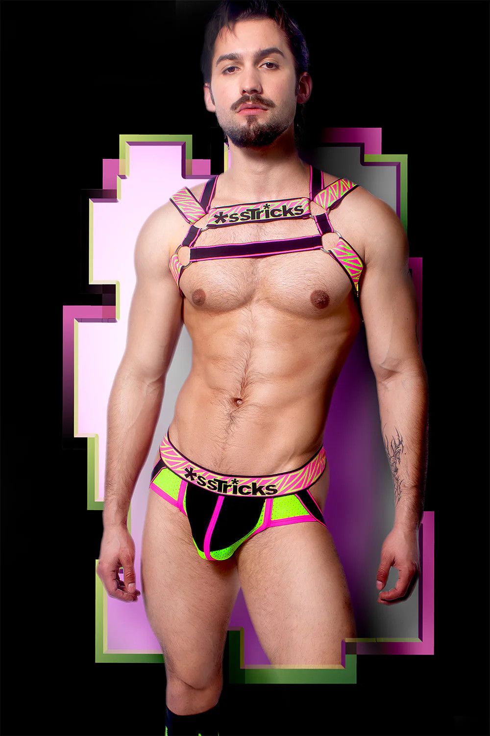 Prismatik Jock, Color: Black/Neon, Size: Small