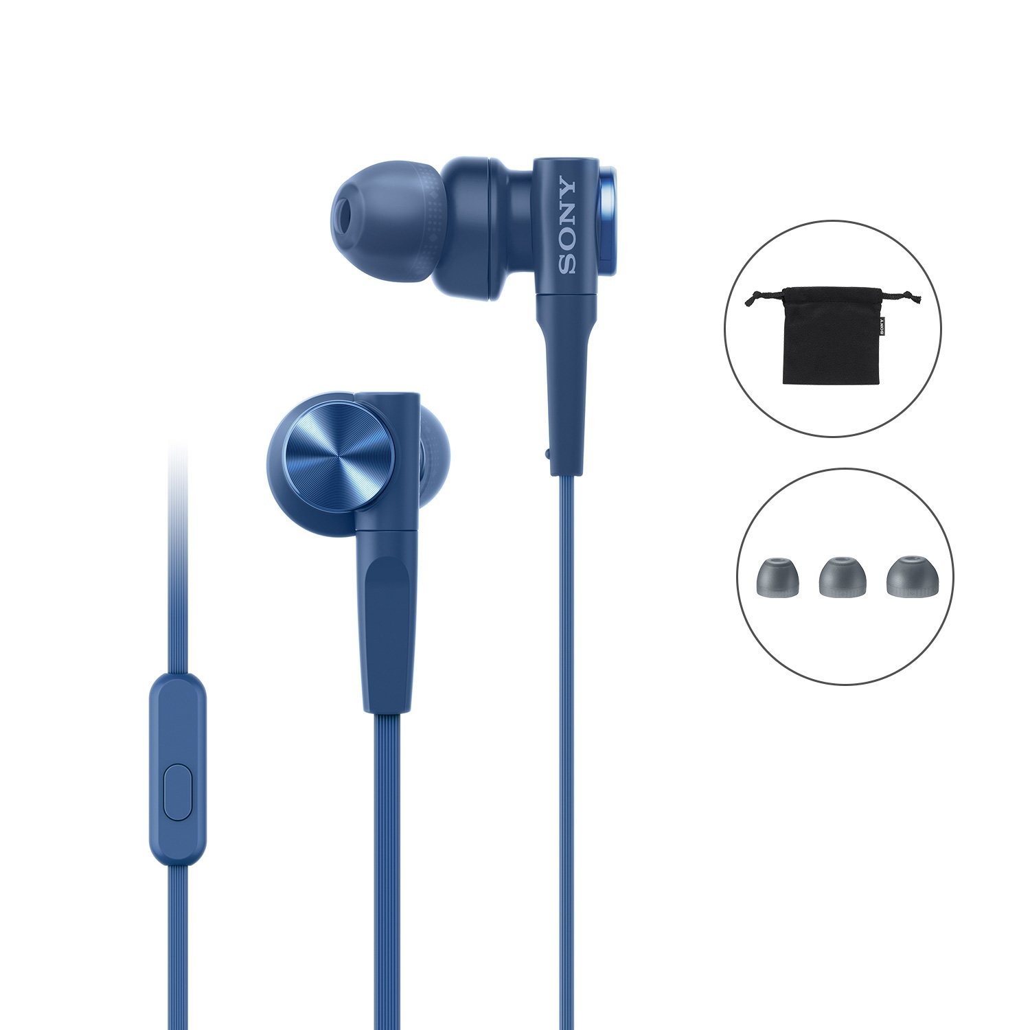Sony MDR-XB55AP in-Ear Extra Bass Headphones with Mic , Blue