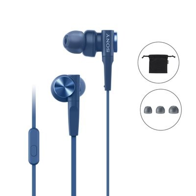Sony MDR-XB55AP in-Ear Extra Bass Headphones with Mic , Blue