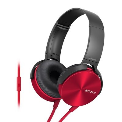 Sony MDR-XB450AP On-Ear Headphones, Red