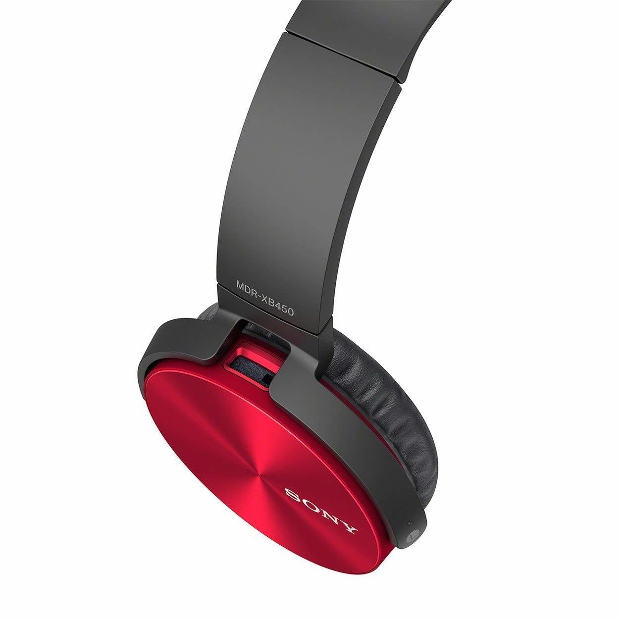 Sony MDR-XB450AP On-Ear Headphones, Red