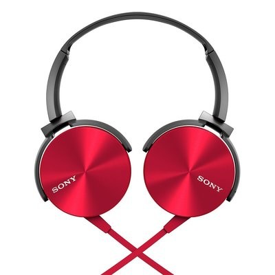 Sony MDR-XB450AP On-Ear Headphones, Red