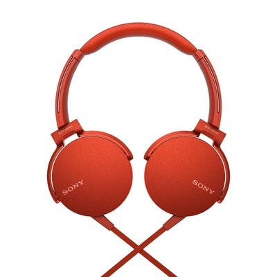 Sony Extra Bass MDR-XB550AP On-Ear Headphones, Red Sony Extra Bass MDR-XB550AP On-Ear Headphones, Red