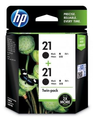 HP 21A Ink Cartridge, Black, Twin Pack