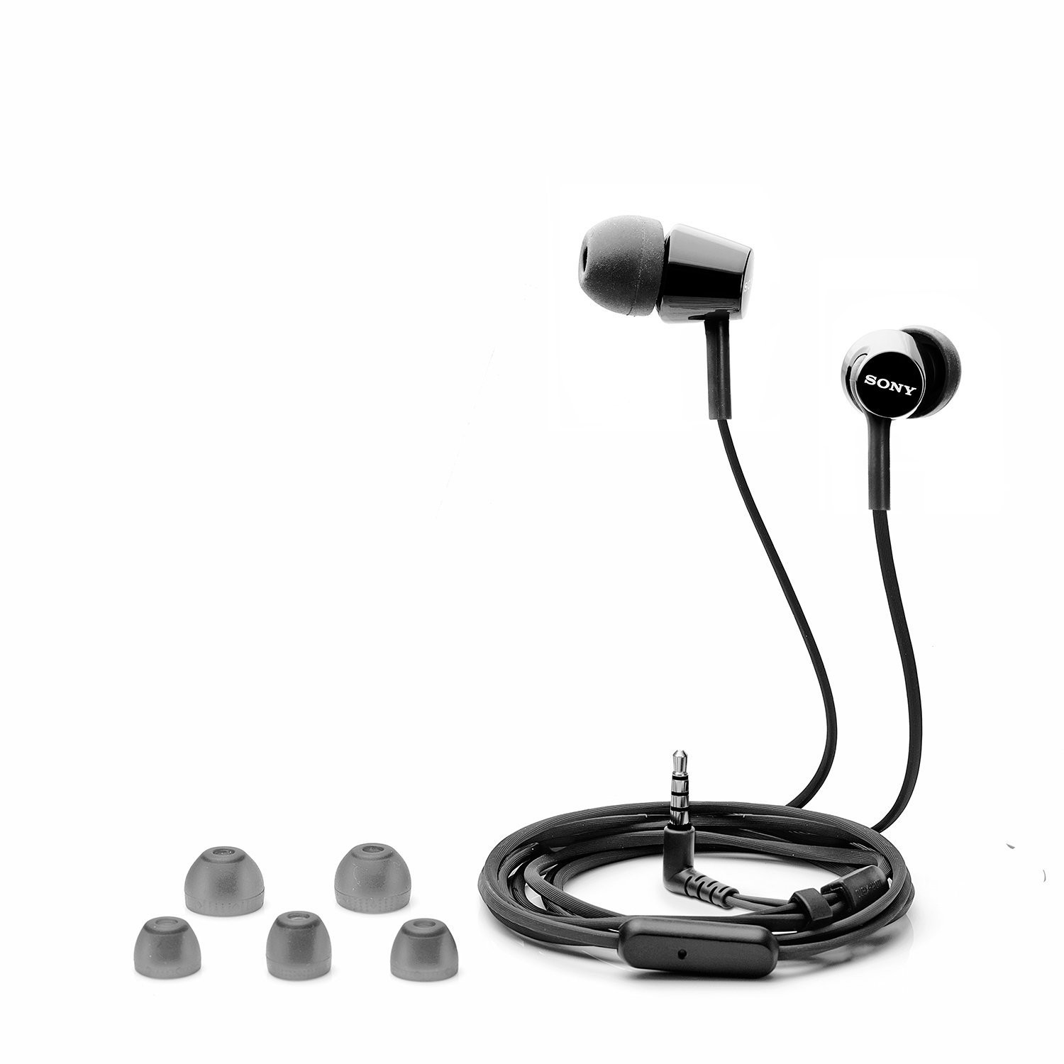 Sony MDR-EX155AP in-Ear Headphones with Mic, Black Sony MDR-EX155AP in-Ear Headphones with Mic, Black