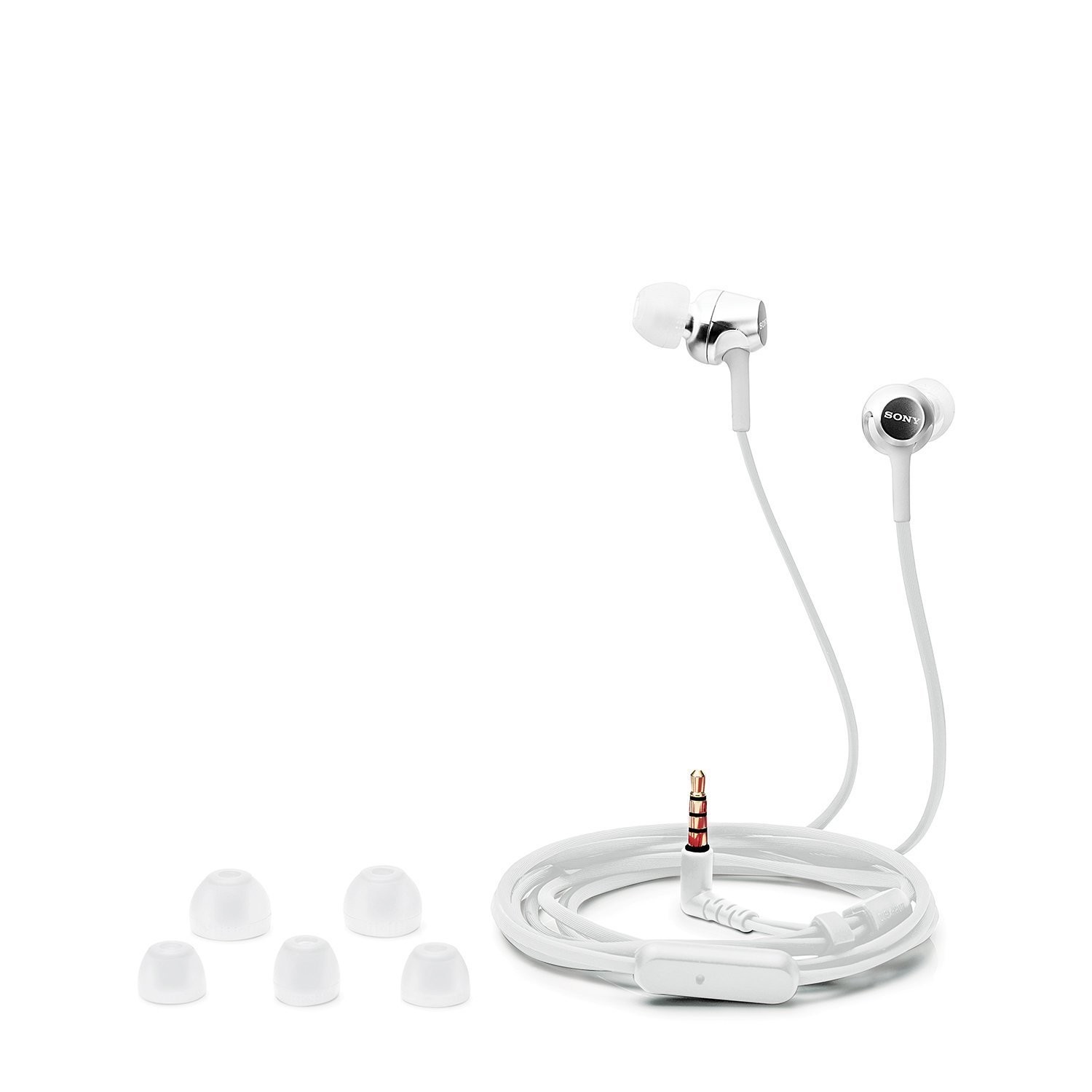 Sony MDR-EX155AP in-Ear Headphones with Mic, White Sony MDR-EX155AP in-Ear Headphones with Mic, White