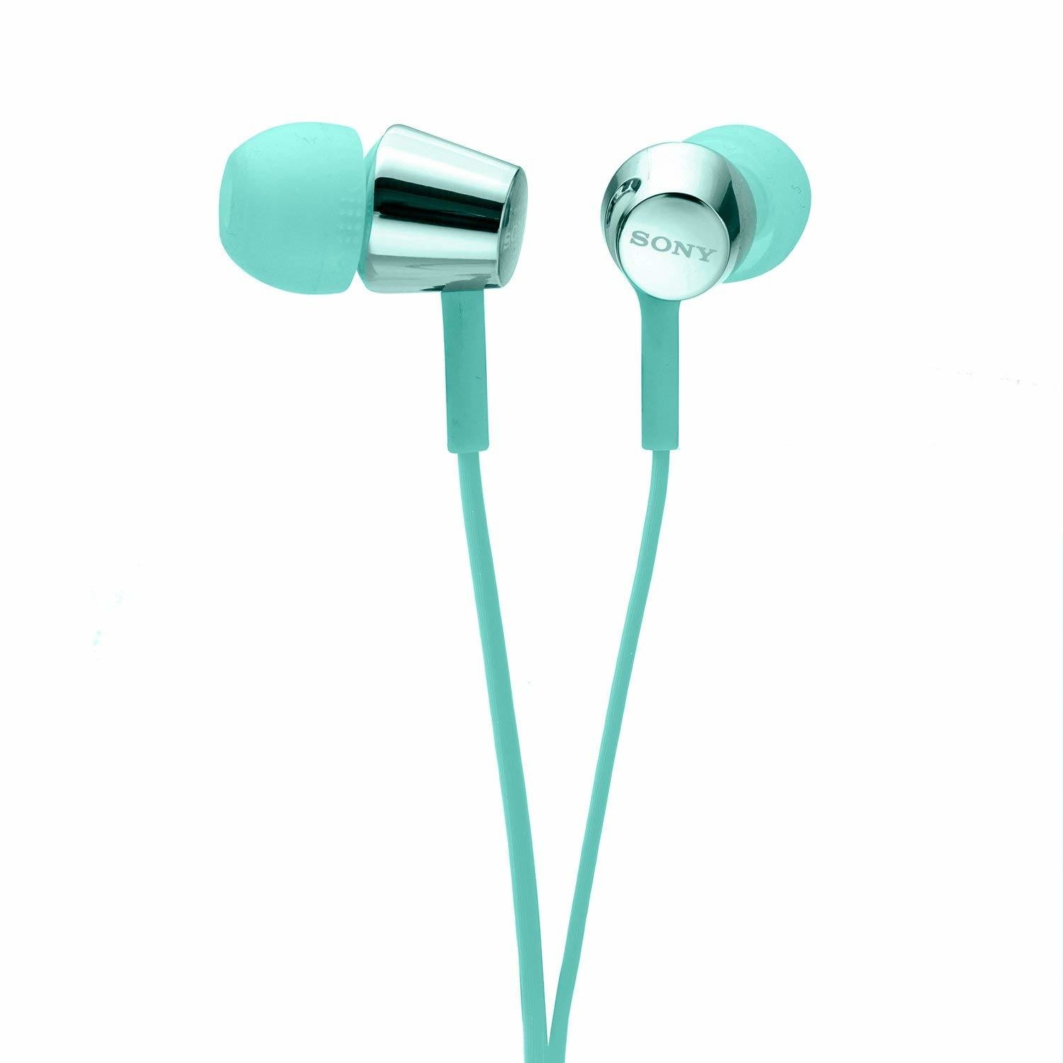 Sony MDR-EX155AP in-Ear Headphones with Mic, Light Blue Sony MDR-EX155AP in-Ear Headphones with Mic, Light Blue